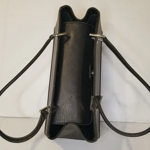 rare CHARLES JOURDAN Paris leather handbag brown rectangular purse Vintage - Picture 10 of 12